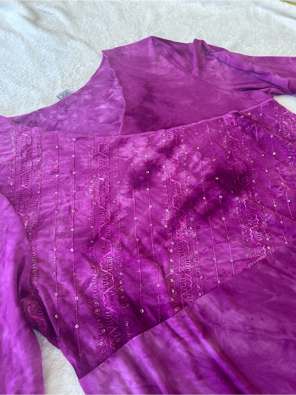 Catherines Fuchsia Tie-Dye Embellished Lightweight Tunic Top